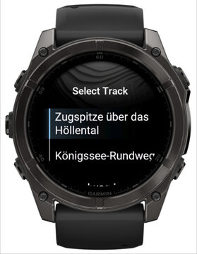 Track list on a fēnix 8