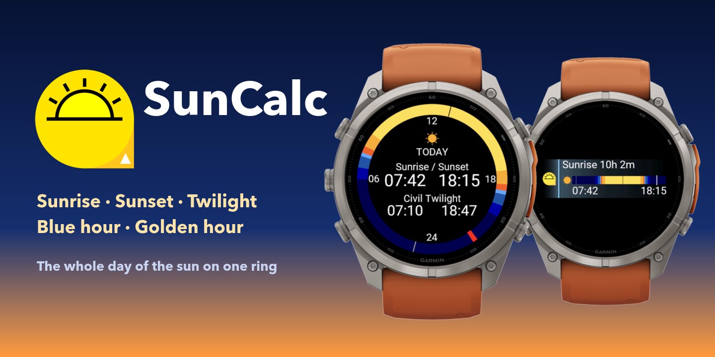 SunCalc: sunrise, sunset, twilight, blue hour and golden hour on a Garmin watch